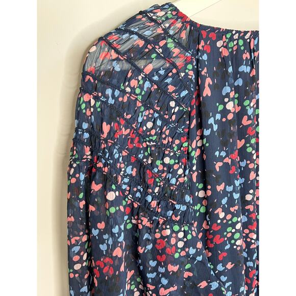 Ted Baker Casadee Puff Sleeve Smock Panel Wrap Mini Dress Navy Women's Size 6 - Picture 11 of 14